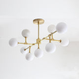 Nine-Light Brass Branch Chandelier