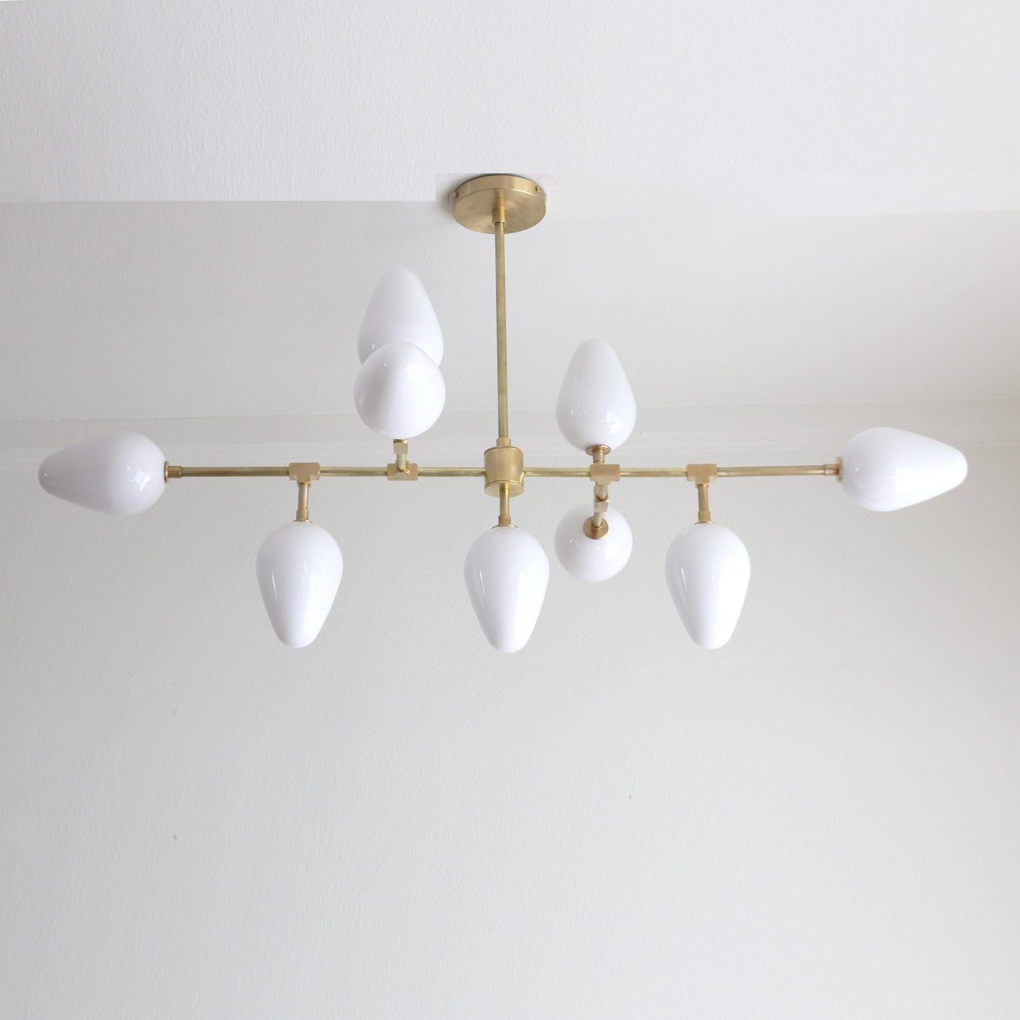 Nine-Light Brass Branch Chandelier
