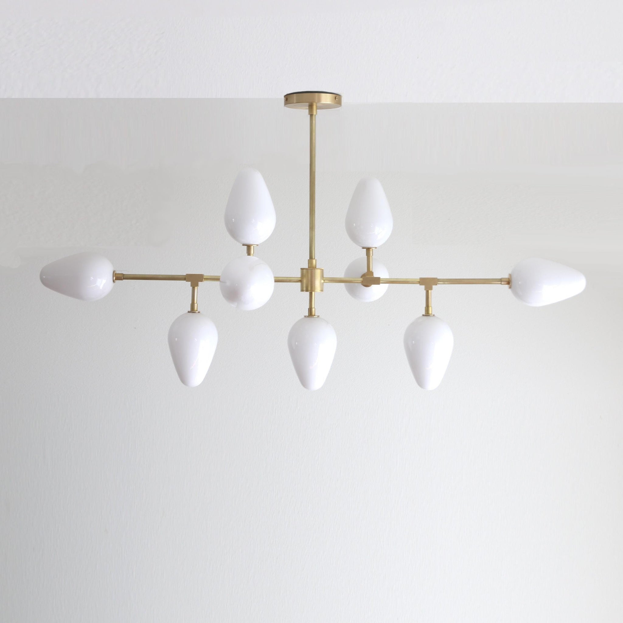Nine-Light Brass Branch Chandelier