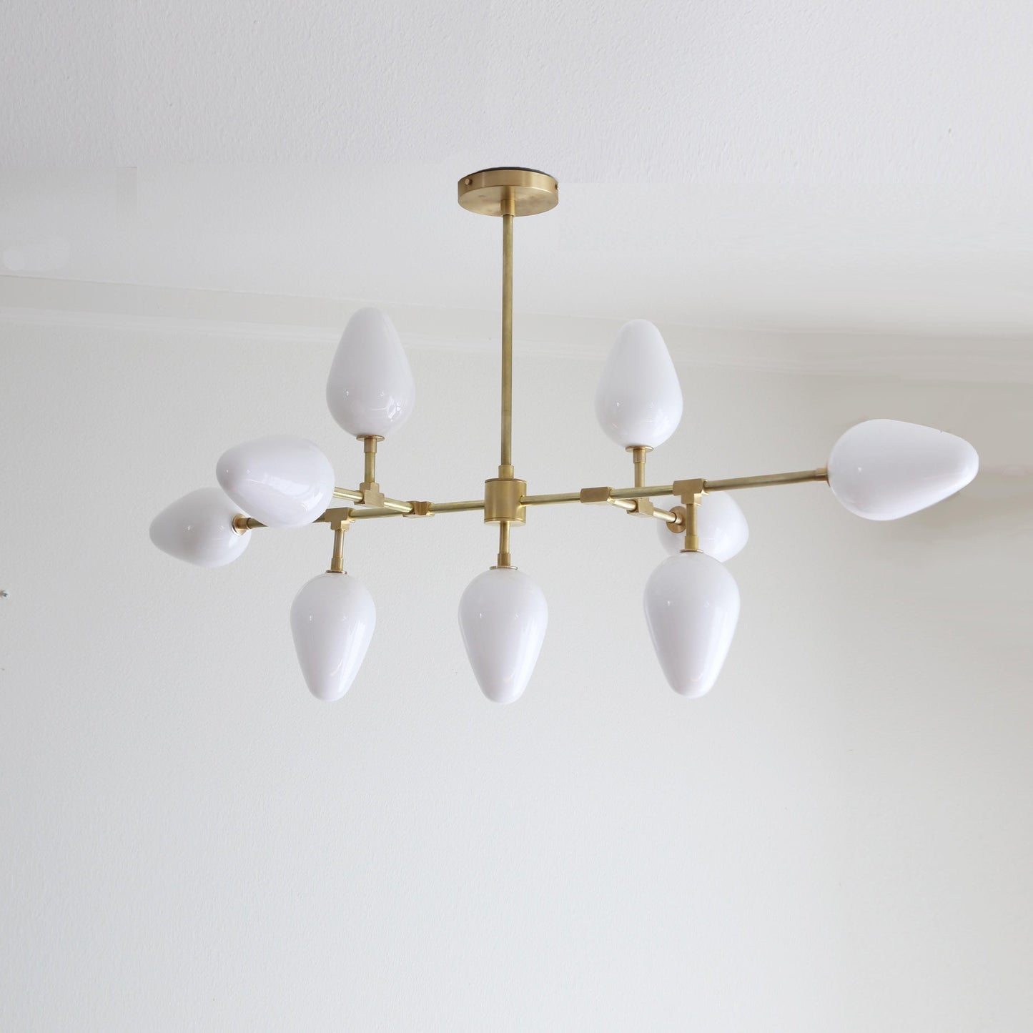 Nine-Light Brass Branch Chandelier