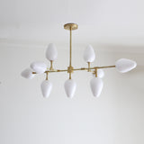 Nine-Light Brass Branch Chandelier