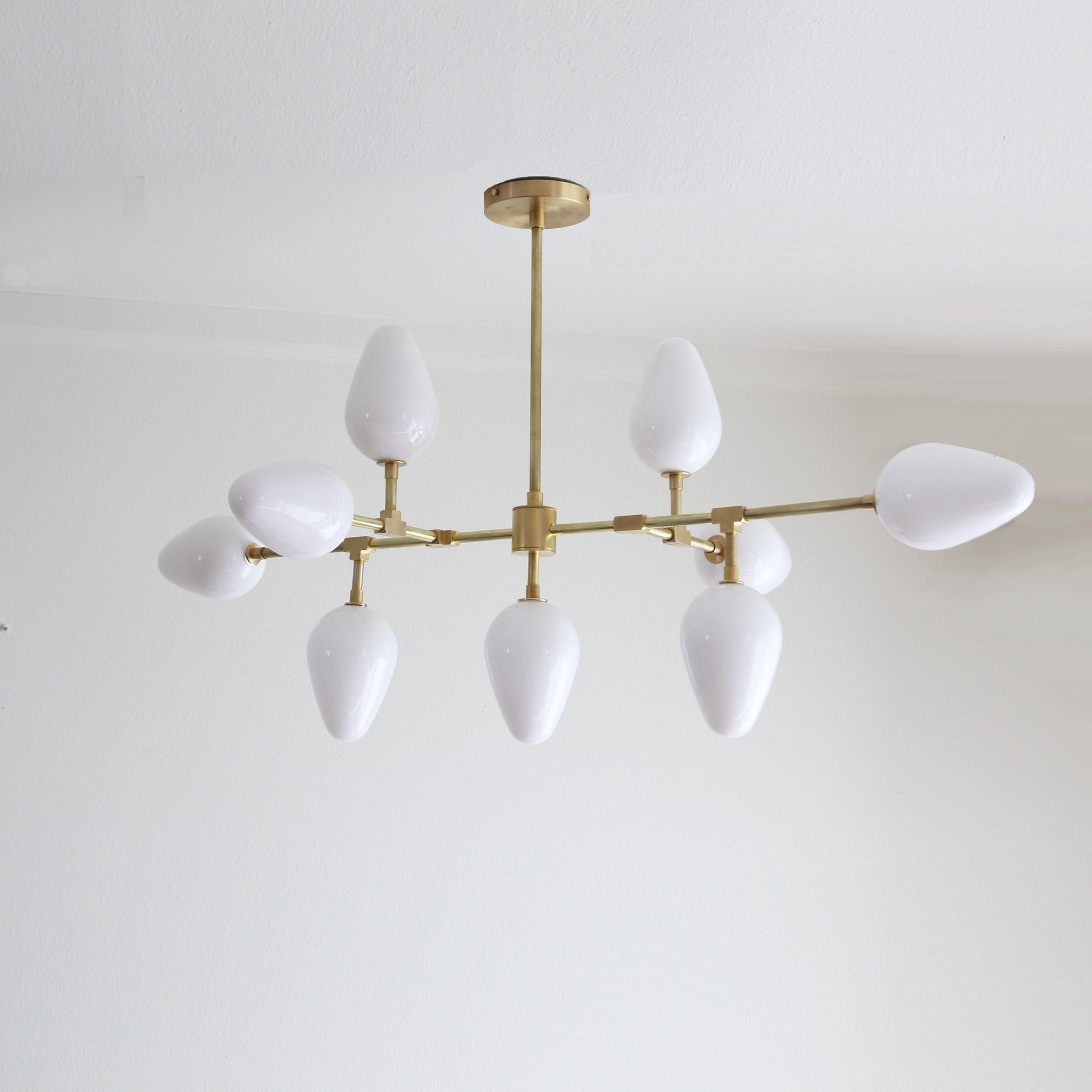 Nine-Light Brass Branch Chandelier