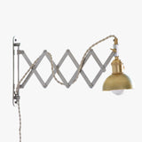 One-Light Accordion Scissor Wall Lamp with Brass Dome Shade
