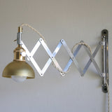 One-Light Accordion Scissor Wall Lamp with Brass Dome Shade