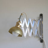 One-Light Accordion Scissor Wall Lamp with Brass Dome Shade