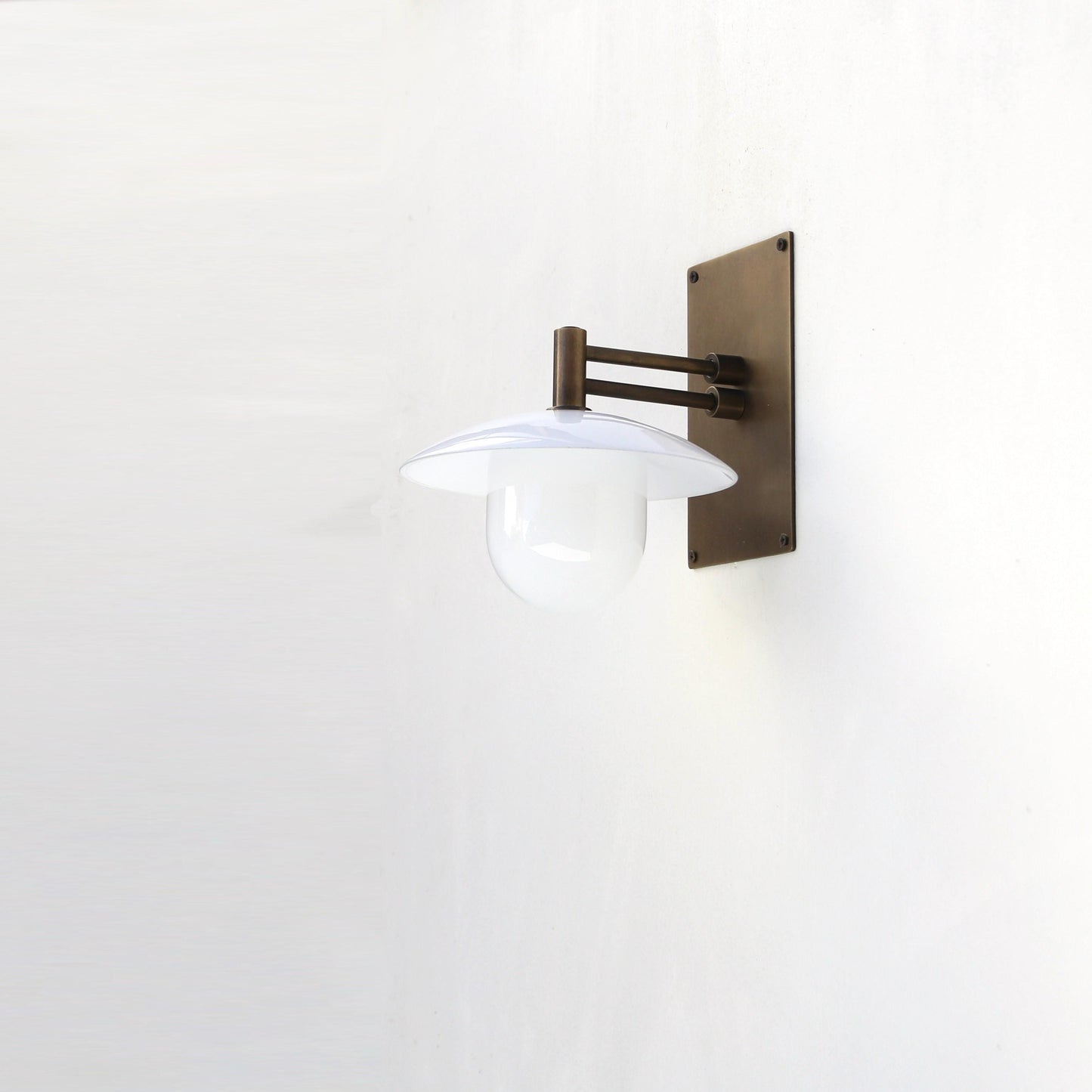 One-Light Adjustable-Arm Wall Sconce with Opal Cone Shade