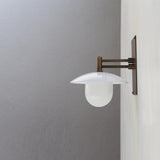 One-Light Adjustable-Arm Wall Sconce with Opal Cone Shade