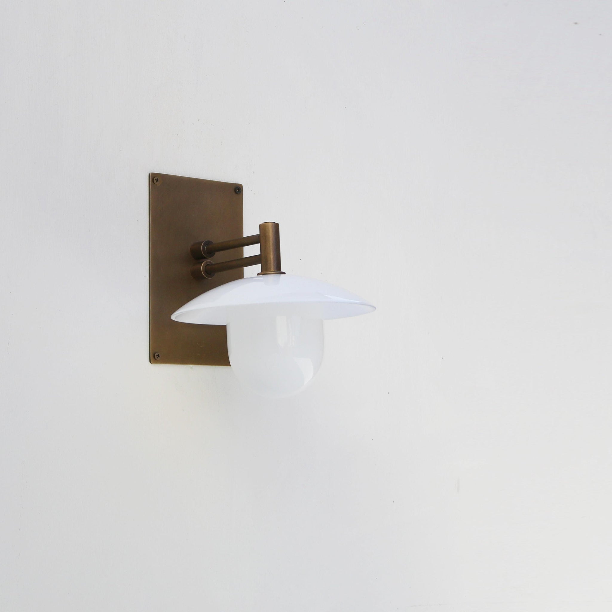 One-Light Adjustable-Arm Wall Sconce with Opal Cone Shade