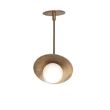 One-Light Adjustable Brass Saucer Ceiling Light with Opal Globe