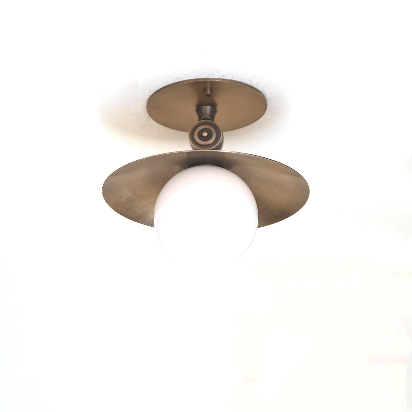One-Light Adjustable Brass Saucer Flush Mount Ceiling Light