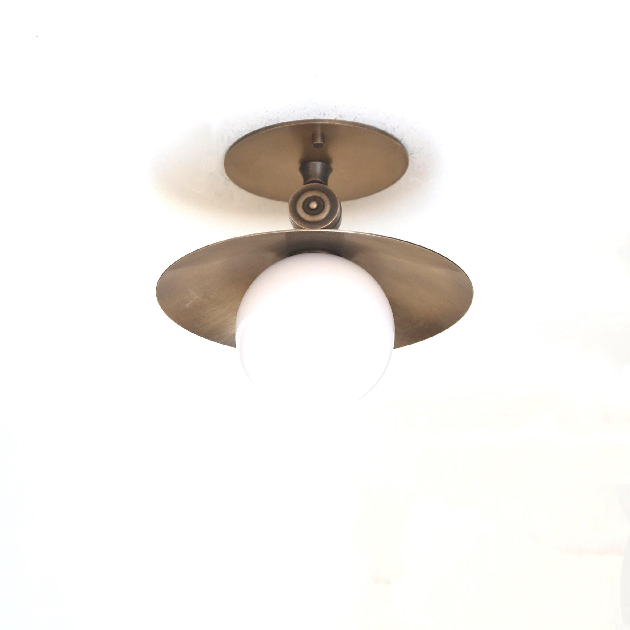 One-Light Adjustable Brass Saucer Flush Mount Ceiling Light