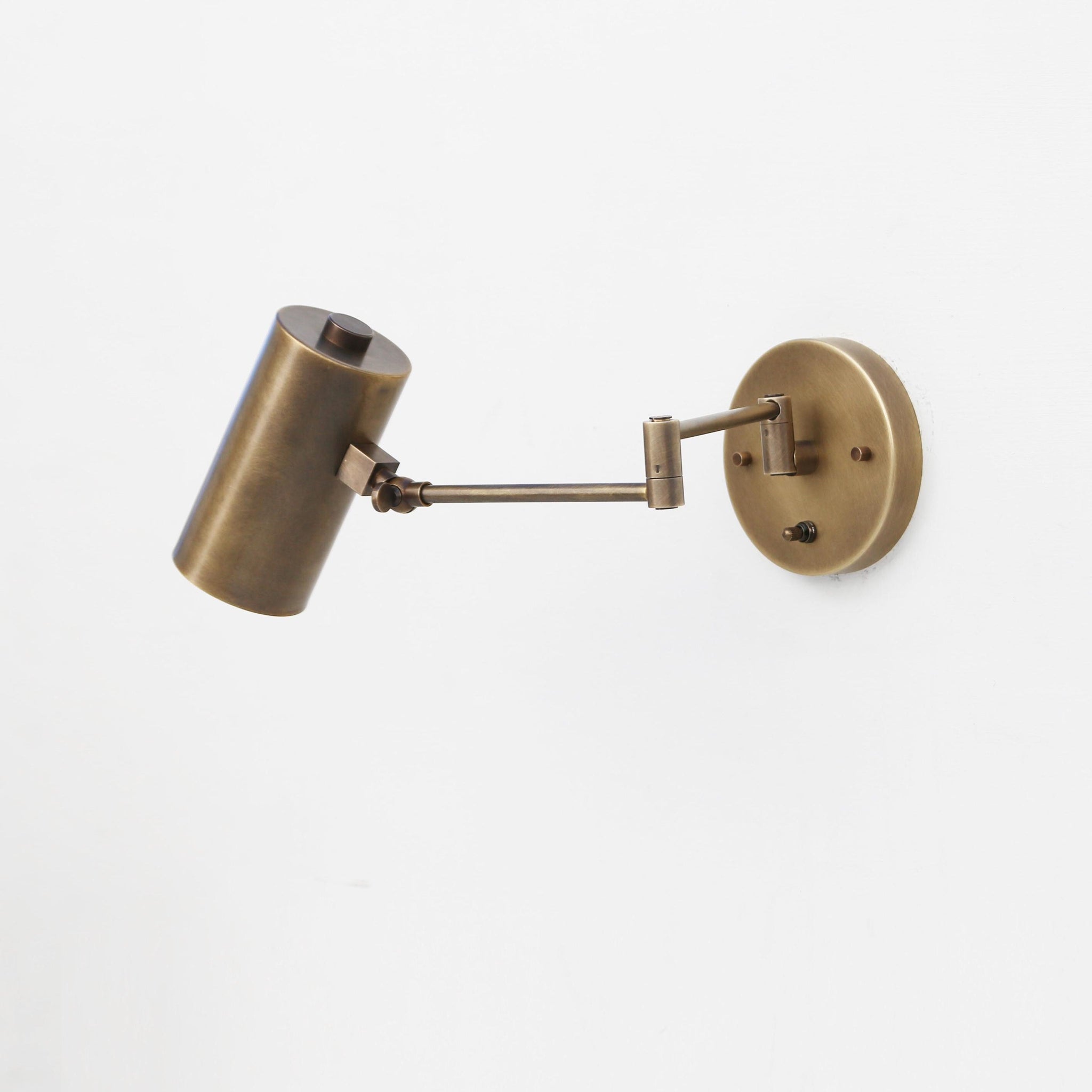 One-Light Adjustable Brass Sconce with Cylinder Shade