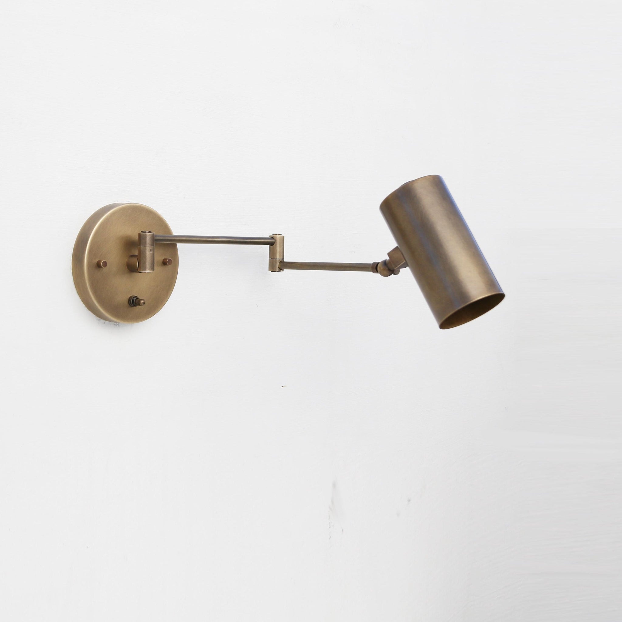 One-Light Adjustable Brass Sconce with Cylinder Shade