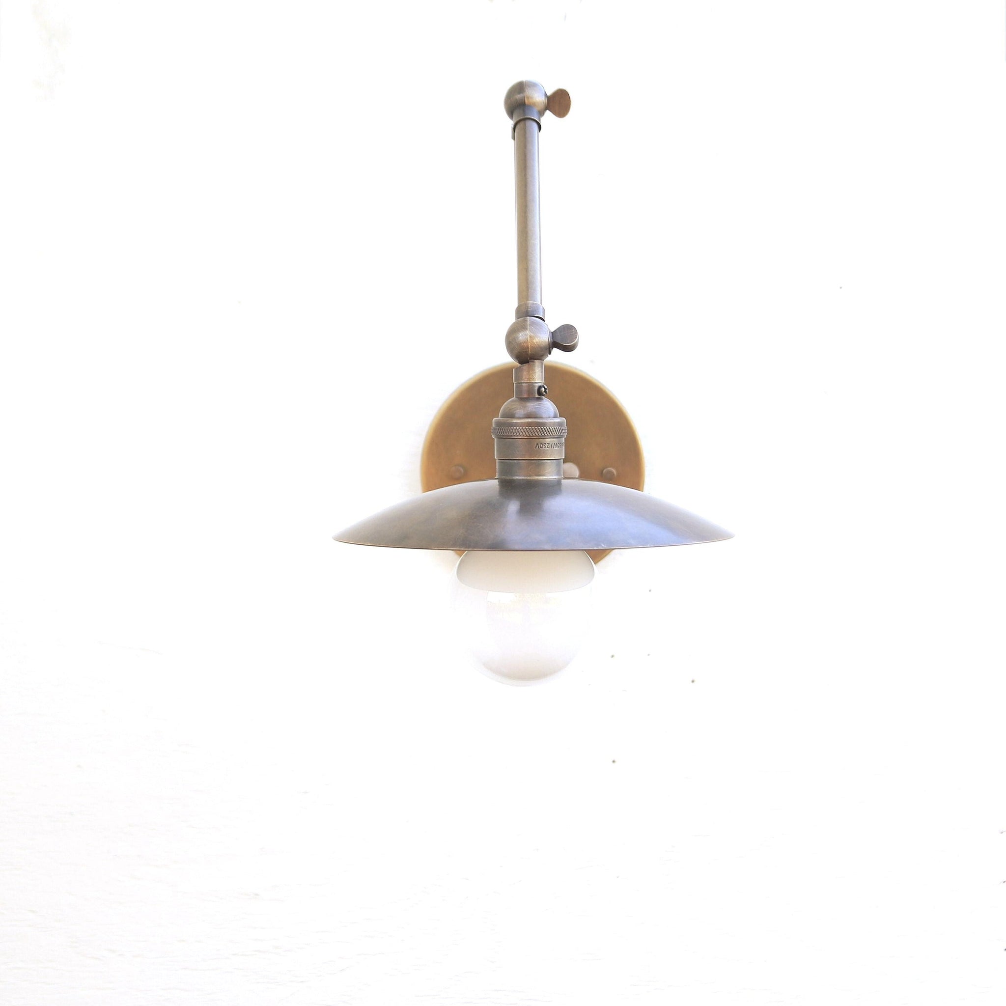 One-Light Adjustable Swing Arm Wall Sconce with Flat Disc Shade