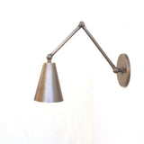 One-Light Adjustable Swing Arm Wall Sconce with Large Brass Cone