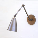 One-Light Adjustable Swing Arm Wall Sconce with Large Brass Cone