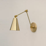 One-Light Adjustable Swing Arm Wall Sconce with Large Brass Cone