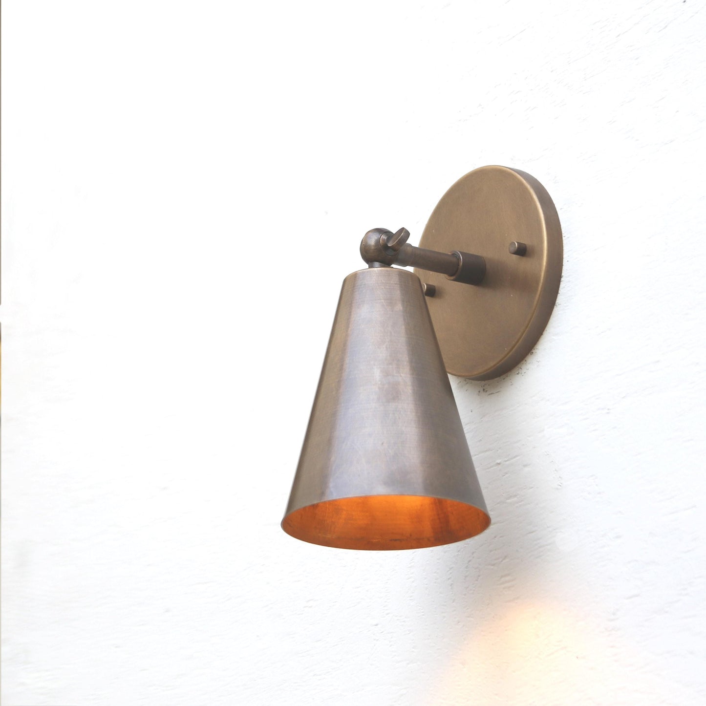One-Light Adjustable Wall Sconce with Large Brass Cone