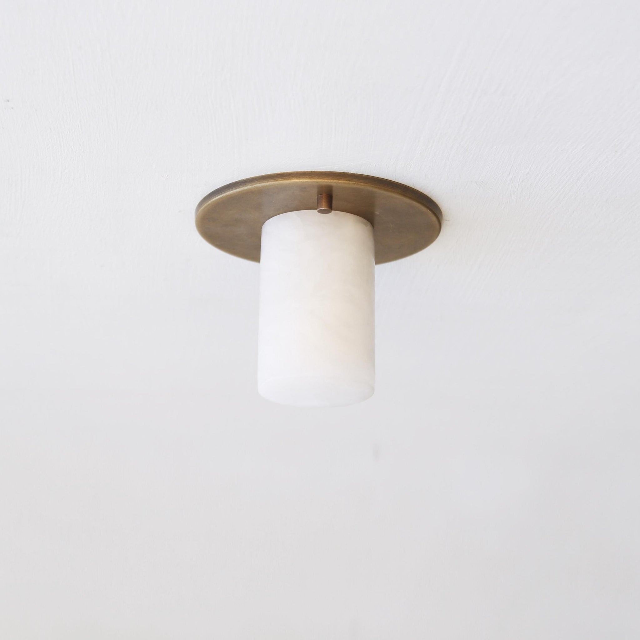 One-Light Alabaster Cylinder Sconce and Ceiling Light