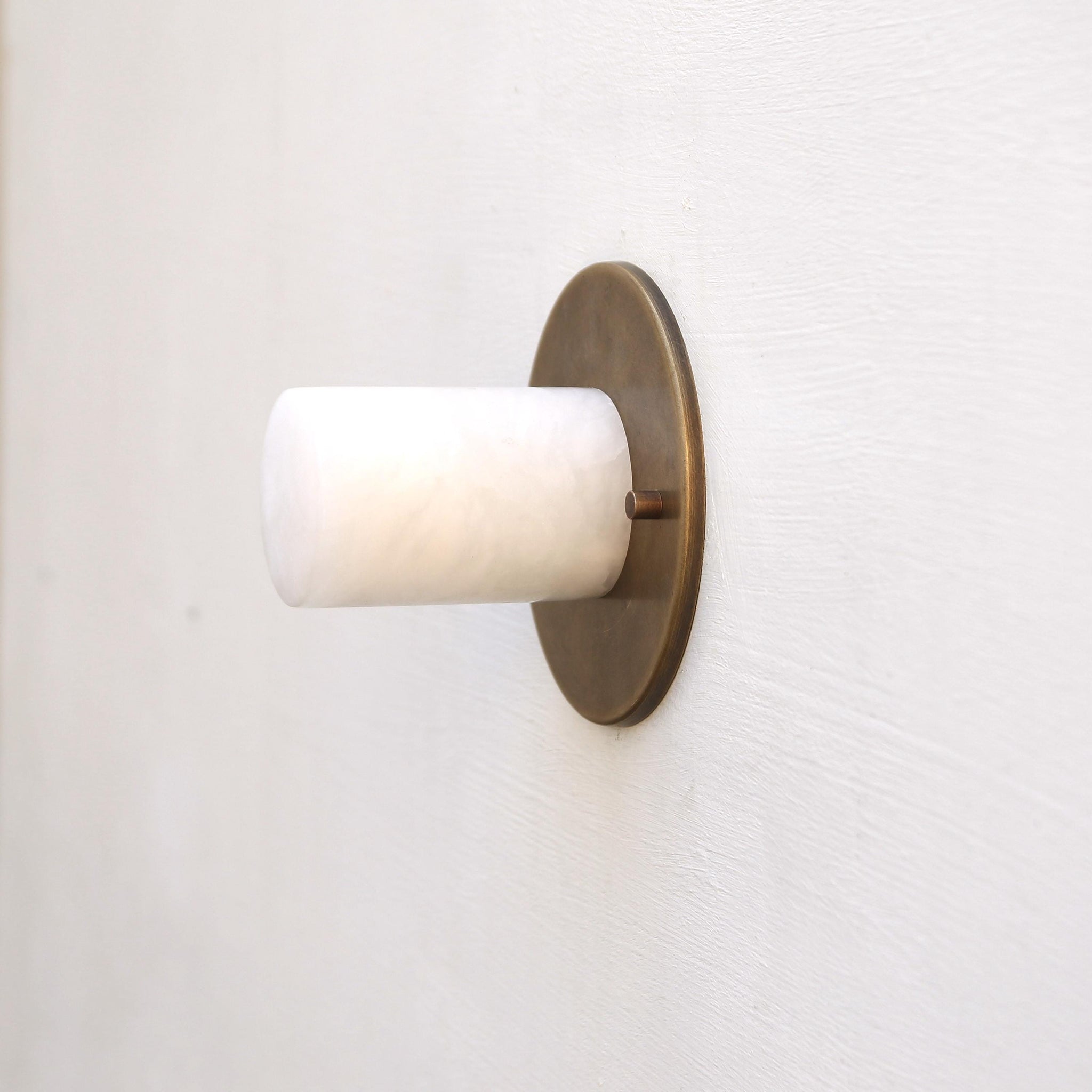 One-Light Alabaster Cylinder Sconce and Ceiling Light