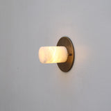 One-Light Alabaster Cylinder Sconce and Ceiling Light