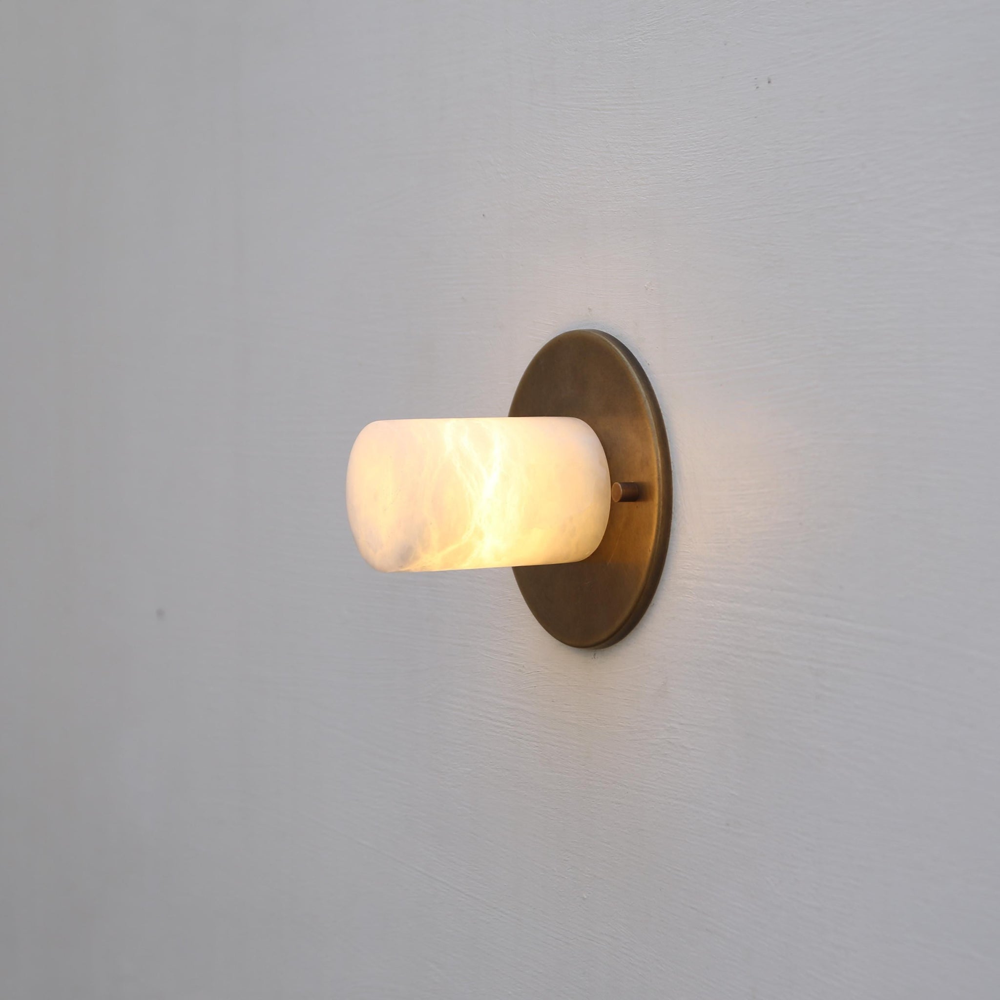 One-Light Alabaster Cylinder Sconce and Ceiling Light