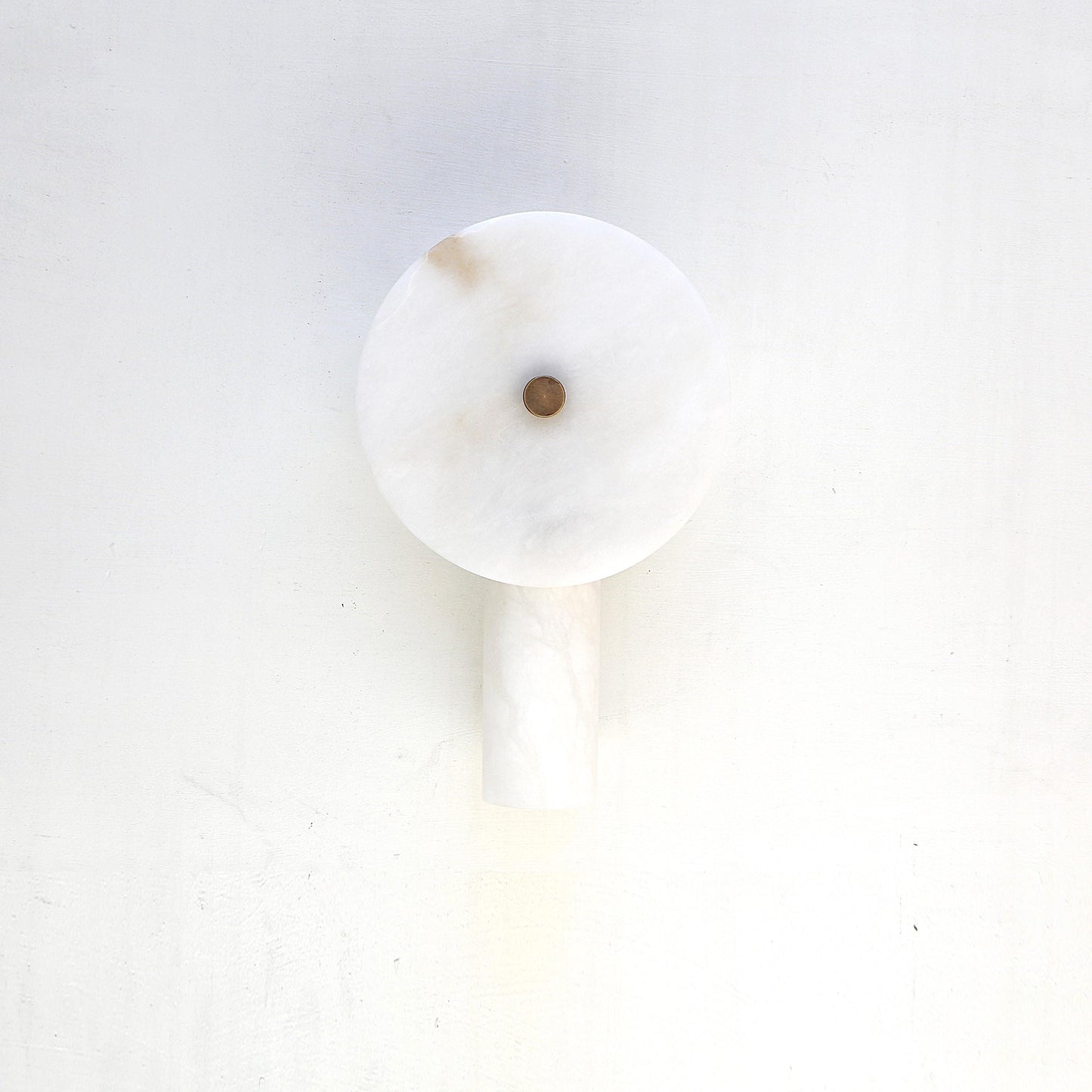One-Light Alabaster Disc and Cylinder Wall Sconce