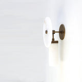 One-Light Alabaster Disc and Cylinder Wall Sconce