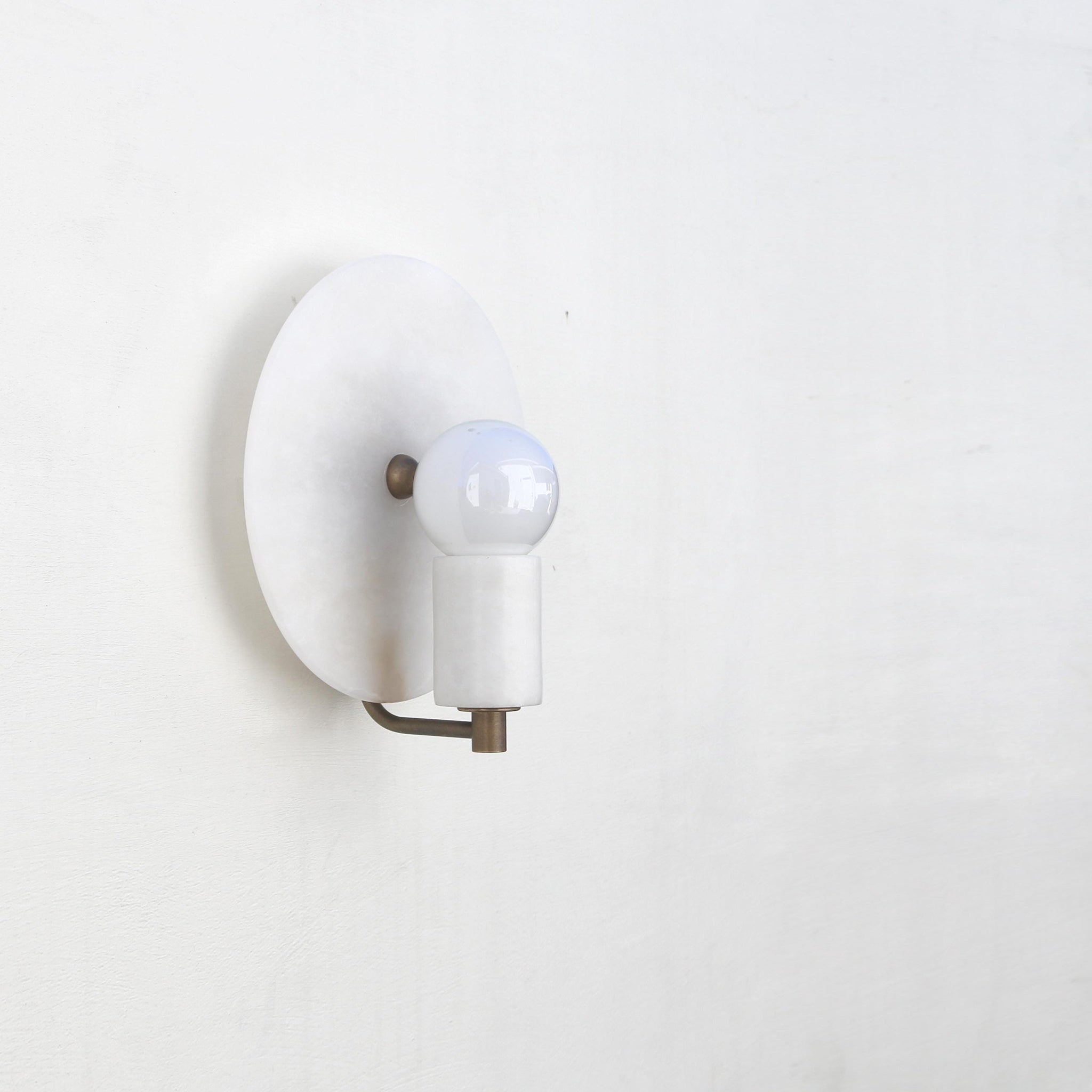 One-Light Alabaster Disc Sconce