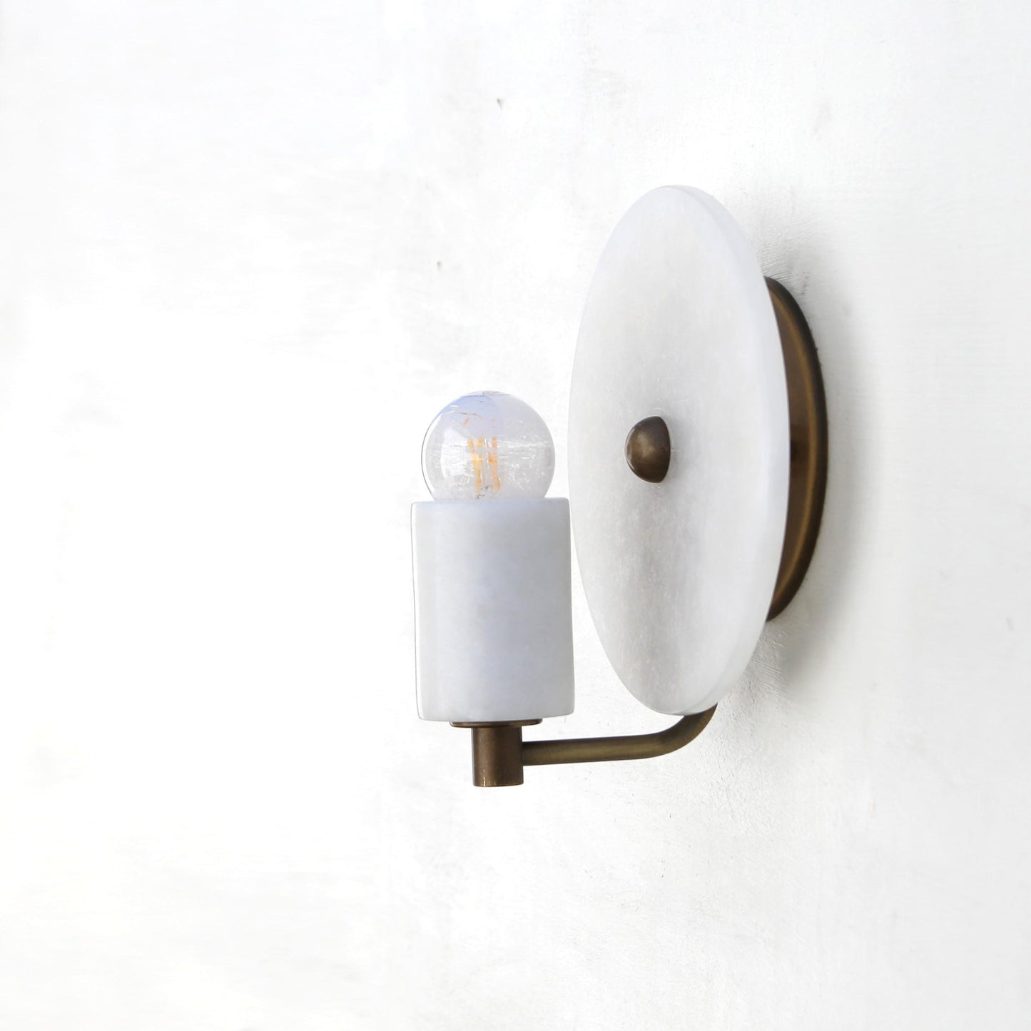 One-Light Alabaster Disc Sconce