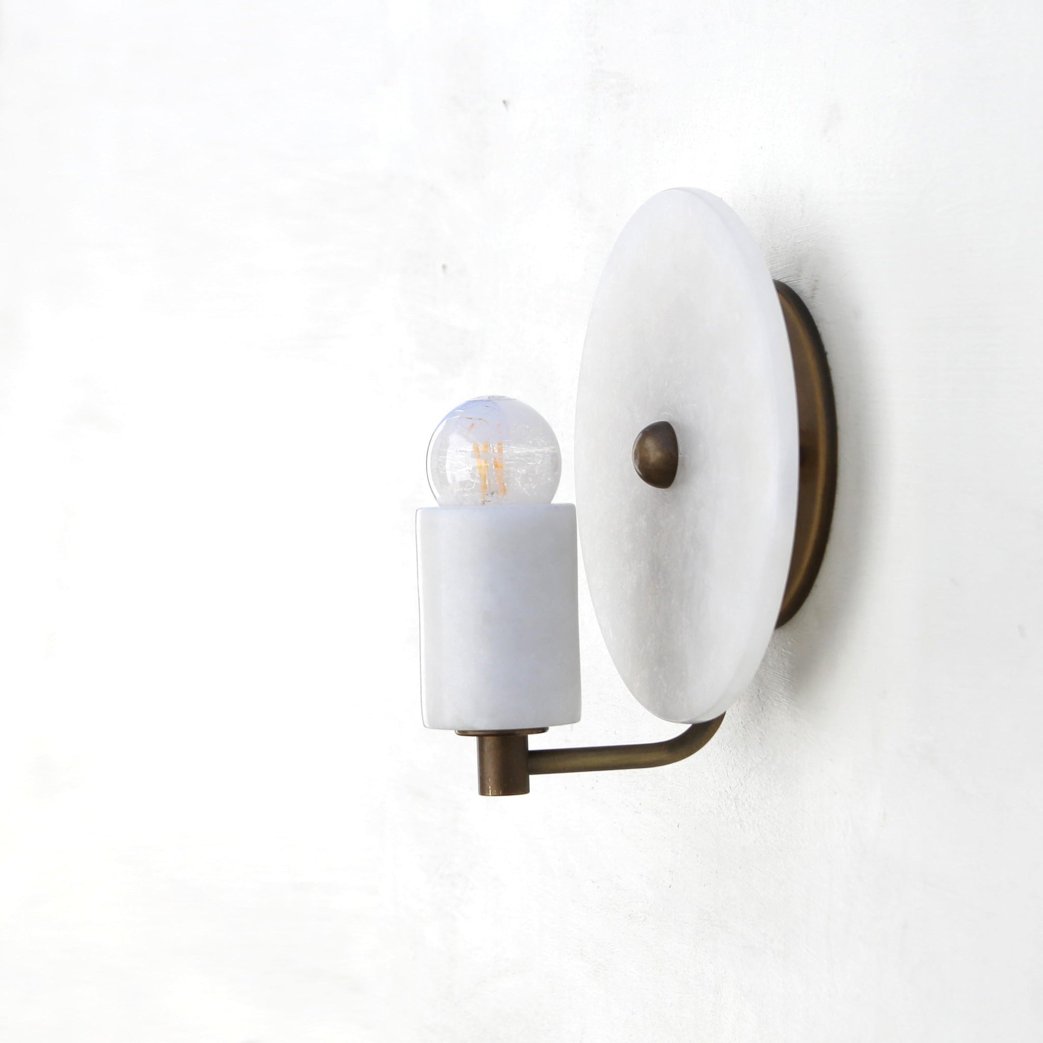 One-Light Alabaster Disc Sconce