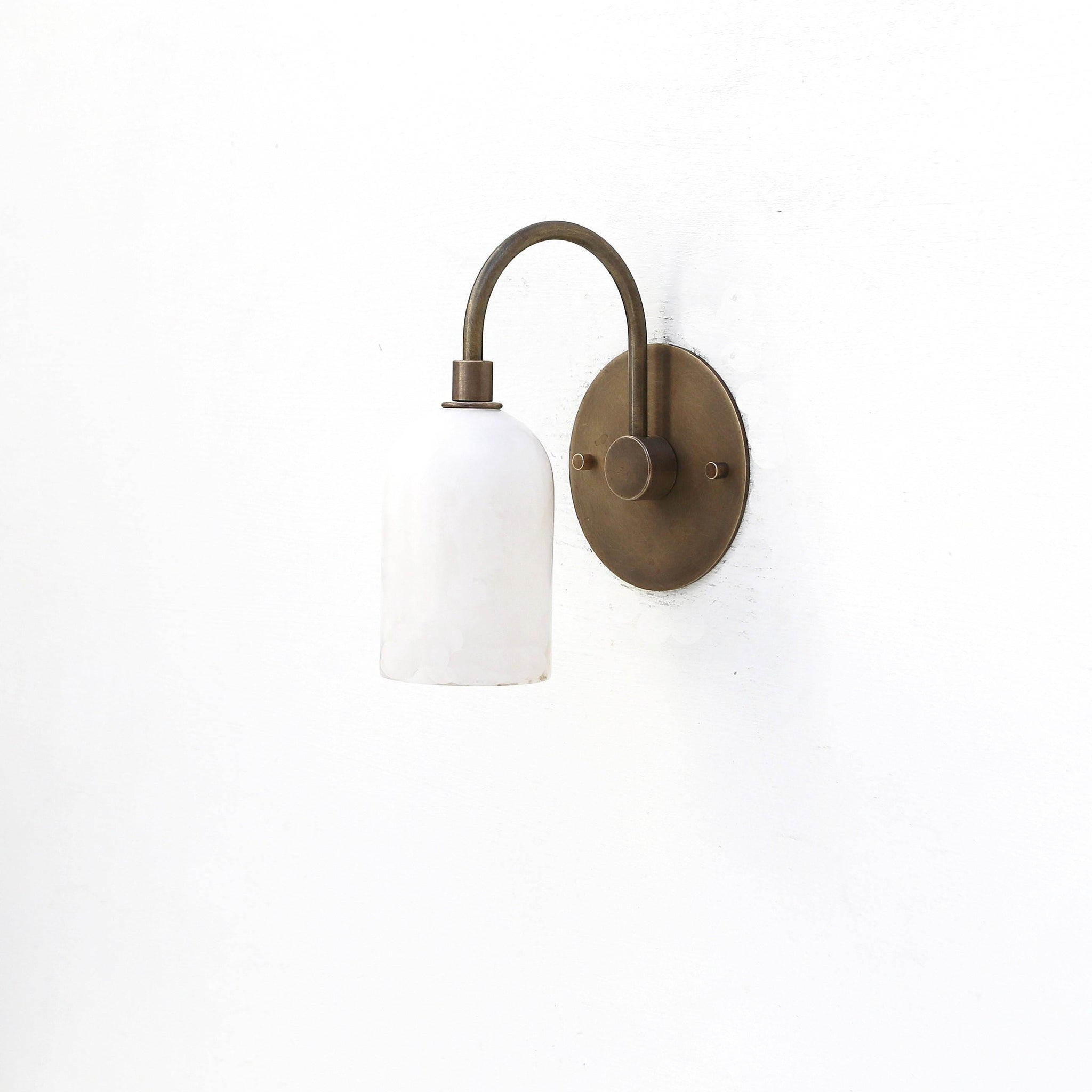 One-Light Alabaster Shade Curved Arm Wall Sconce
