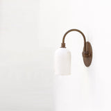 One-Light Alabaster Shade Curved Arm Wall Sconce