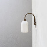One-Light Alabaster Shade Curved Arm Wall Sconce