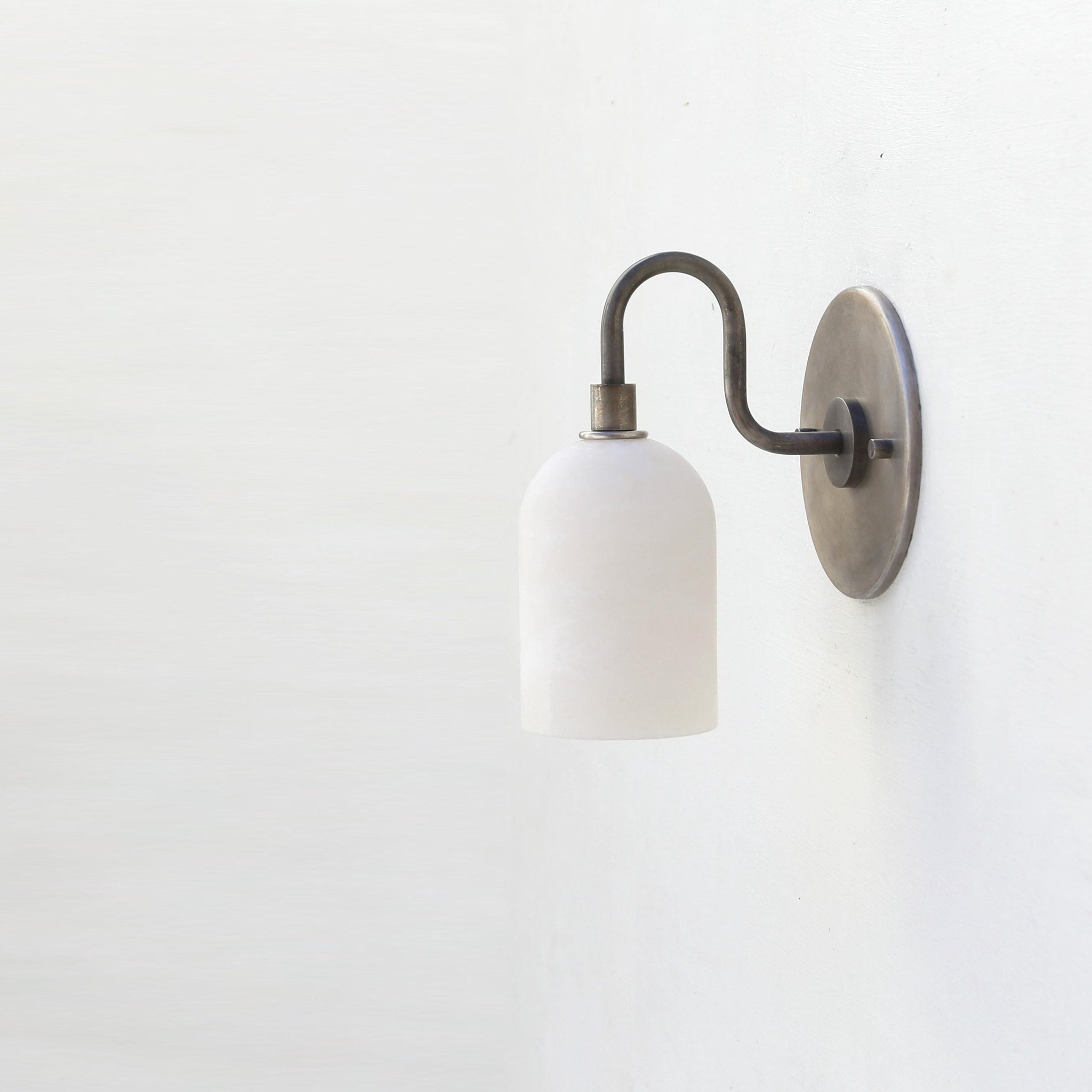 One-Light Alabaster Shade Swan-Neck Wall Sconce