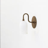 One-Light Alabaster Shade Swan-Neck Wall Sconce