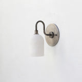 One-Light Alabaster Shade Swan-Neck Wall Sconce