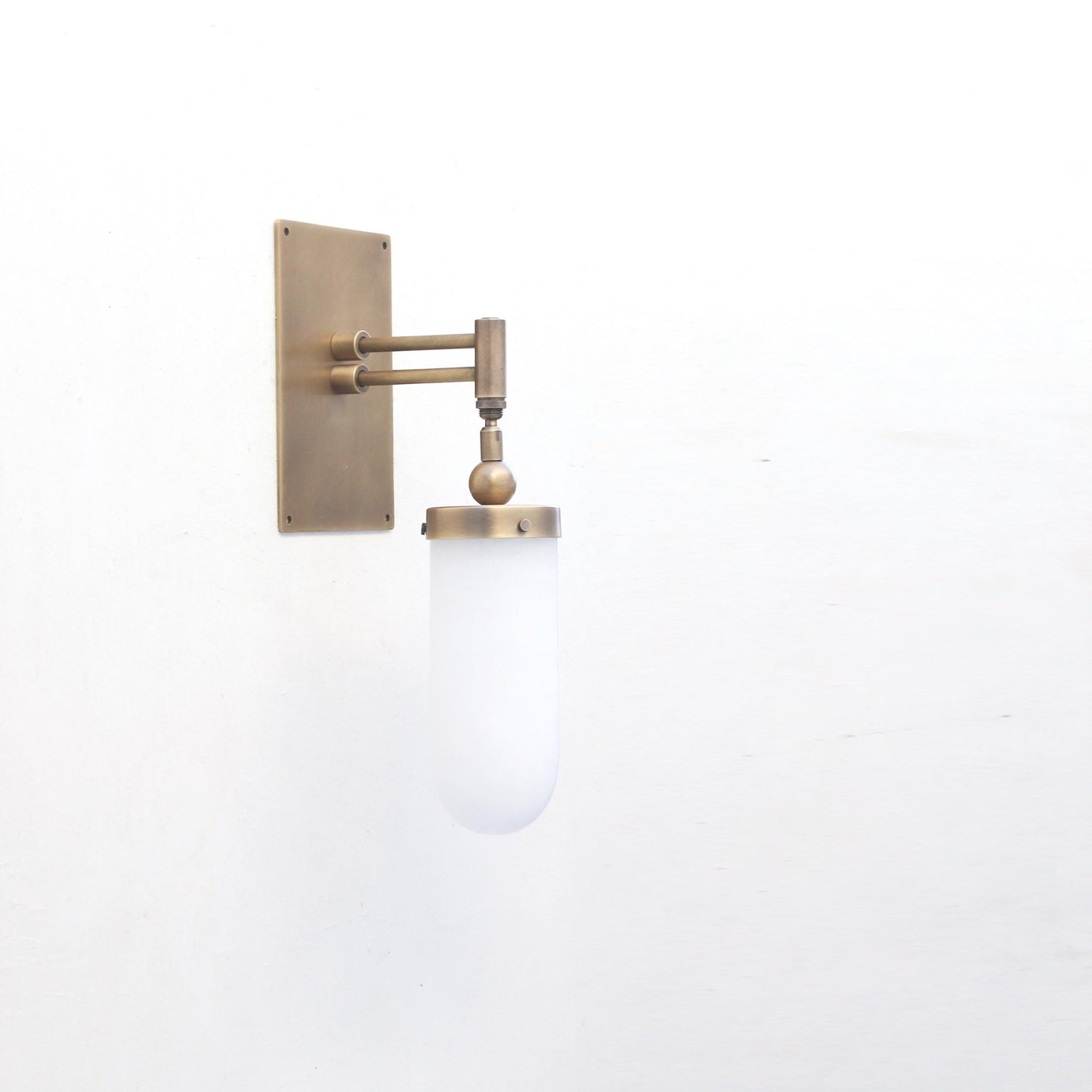 One-Light Alabaster Wall Sconce with Rectangular Brass Back Plate