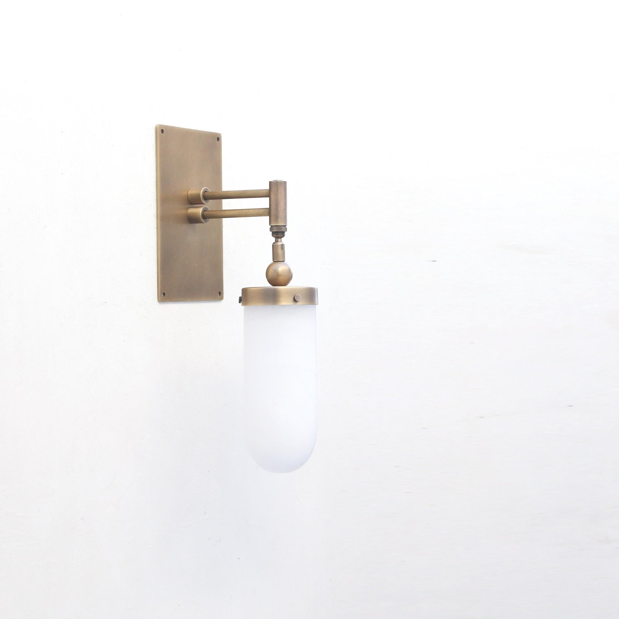 One-Light Alabaster Wall Sconce with Rectangular Brass Back Plate
