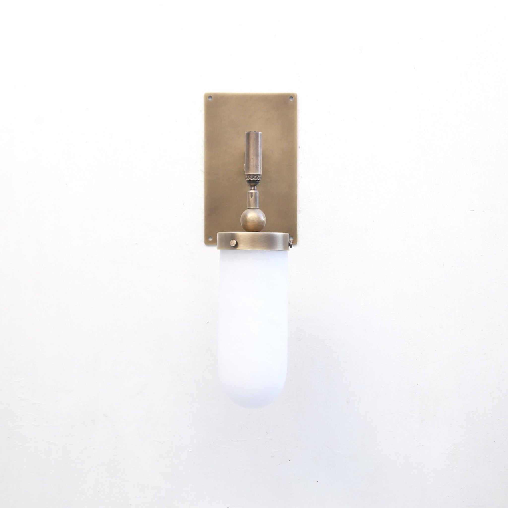 One-Light Alabaster Wall Sconce with Rectangular Brass Back Plate