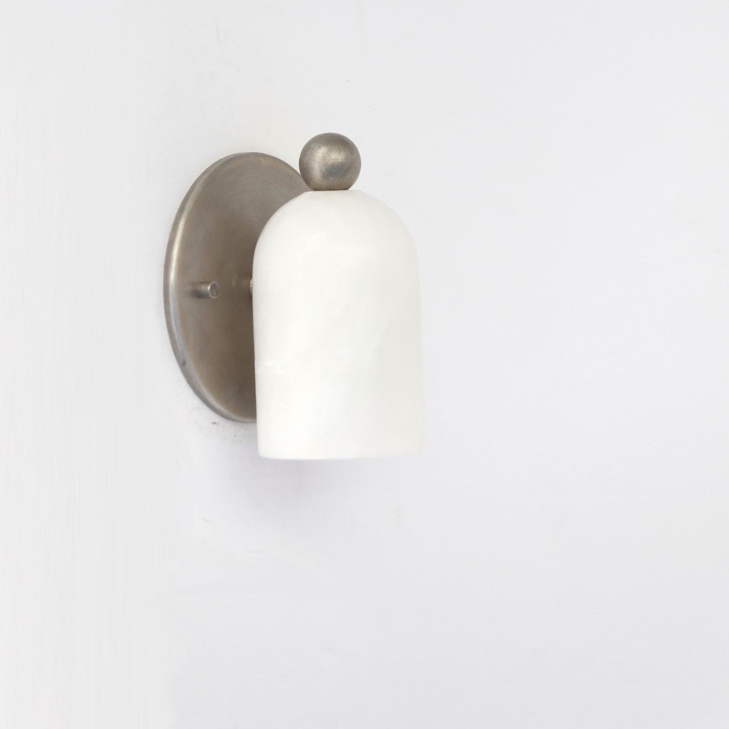 One-Light Alabaster Wall Sconce with Round Brass Backplate