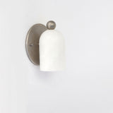 One-Light Alabaster Wall Sconce with Round Brass Backplate