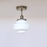 One-Light Art Deco Tiered Glass Semi-Flush Mount Ceiling Light