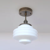 One-Light Art Deco Tiered Glass Semi-Flush Mount Ceiling Light
