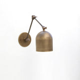One-Light Articulated Brass Swing-Arm Sconce with Dome Shade