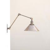 One-Light Articulating Brass Swing Arm Wall Sconce with Cone Shade