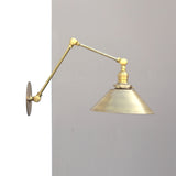 One-Light Articulating Brass Swing Arm Wall Sconce with Cone Shade