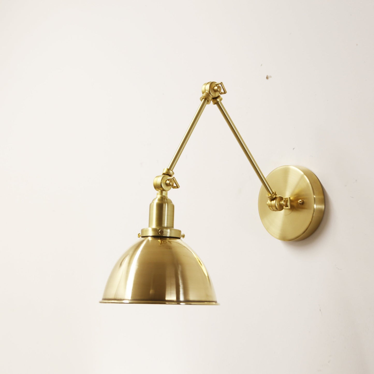 One-Light Articulating Swing Arm Wall Sconce with Dome Shade