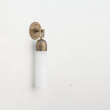One-Light Brass and Alabaster Cylinder Sconce, Extra Large