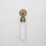One-Light Brass and Alabaster Cylinder Sconce, Extra Large